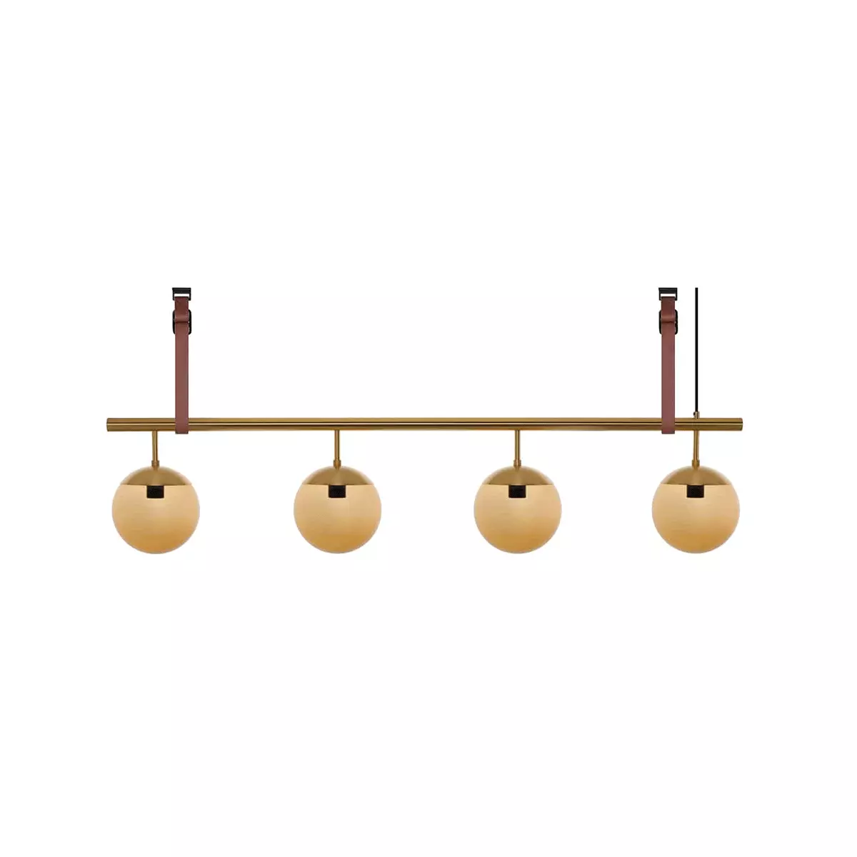 Long Lord Taklampe 4 Messing/Brunt Glass