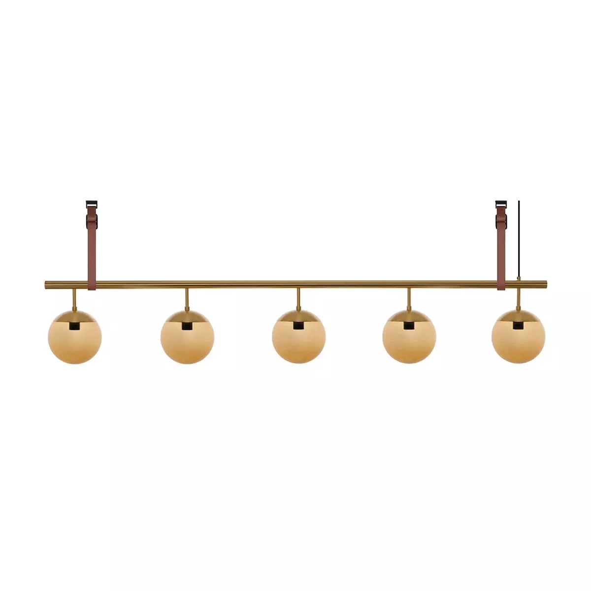 Long Lord Taklampe 5 Messing/Brunt Glass