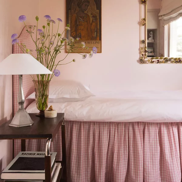 Laura Sengekappe Rutete Rosa 180x220x54