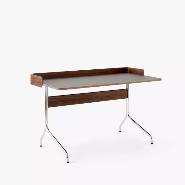 Pavilion Skrivebord AV17 Iron 4166 w. Lacquered Walnut & Chrome Base