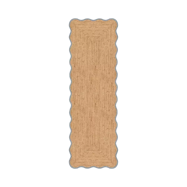 Løper Scallop Jute Misty Blue 75x240cm