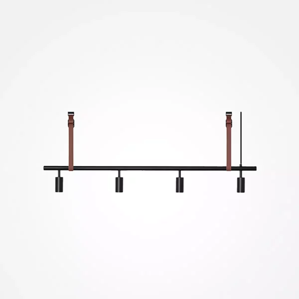 Long John Taklampe 4 Sort/Sort m/Brun Lærreim