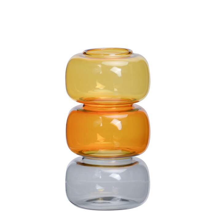 SIDRA Vase D9 H16,7 cm amber/grey