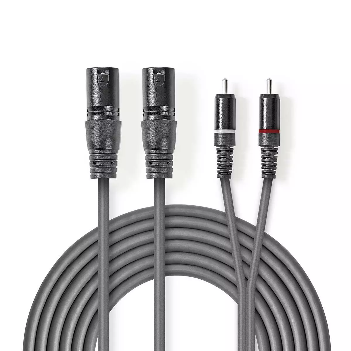 Nedis Balansert lydkabel 2x XLR 3-Pin Han | 2x RCA Han | Nikkel belagt | 3.00 m