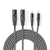Nedis Balansert lydkabel 2x XLR 3-Pin Han | 2x RCA Han | Nikkel belagt | 1.50 m | Rund | PVC | Mørk