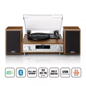 Lenco HiFi stereoanlegg med platespiller, DAB+/FM-radio og Bluetooth® Wood