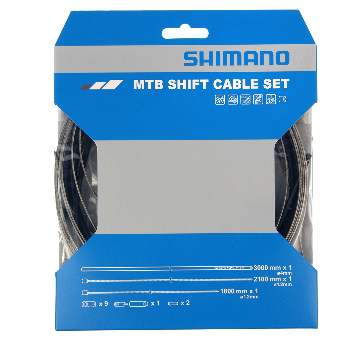 Shimano Girwiresett Deore svart, foran&bak, rustfri vaie