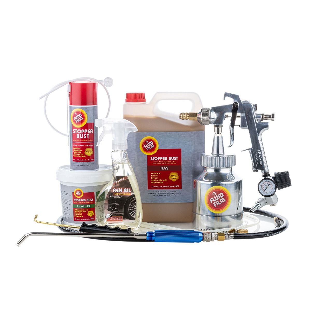 Fluid Film Antirust Starterkit Med Trykkbegerpistol TB301 - NAS 5L - Fluid Spray - Fluid AR - Avfett