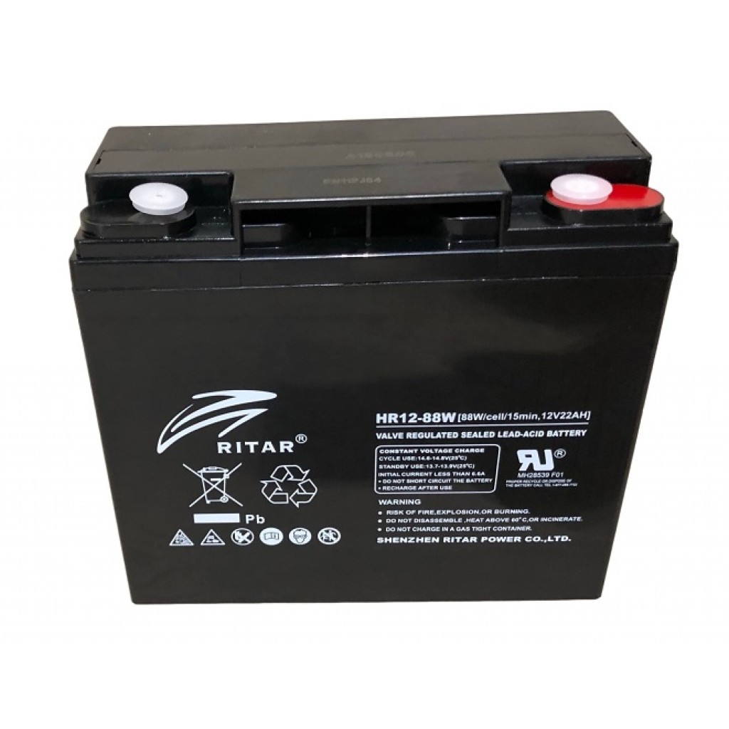 RITAR High Rate AGM Batteri 12V 22AH 181x77x167mm M5