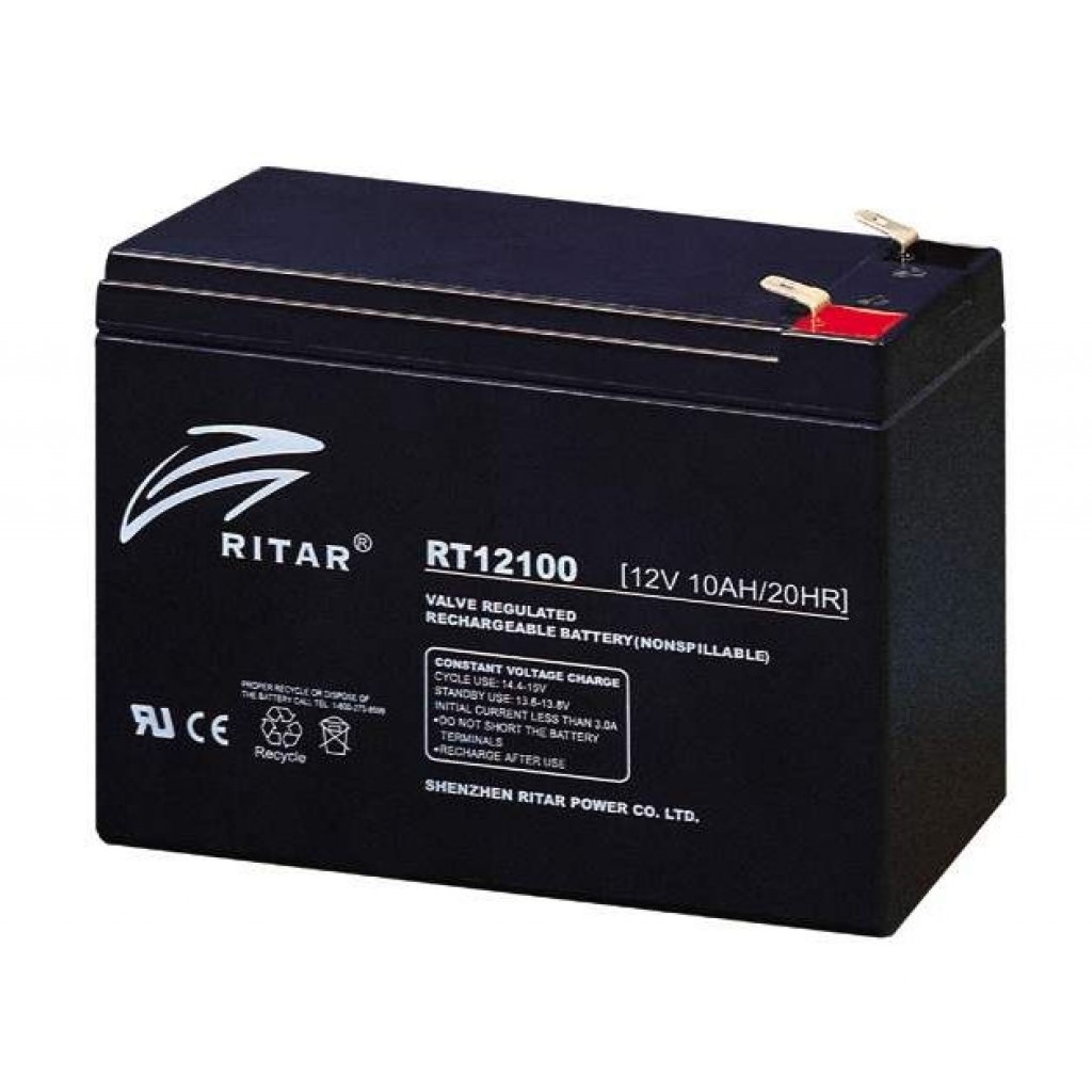 RITAR AGM Batteri 12V 10AH 151x65x111mm F2