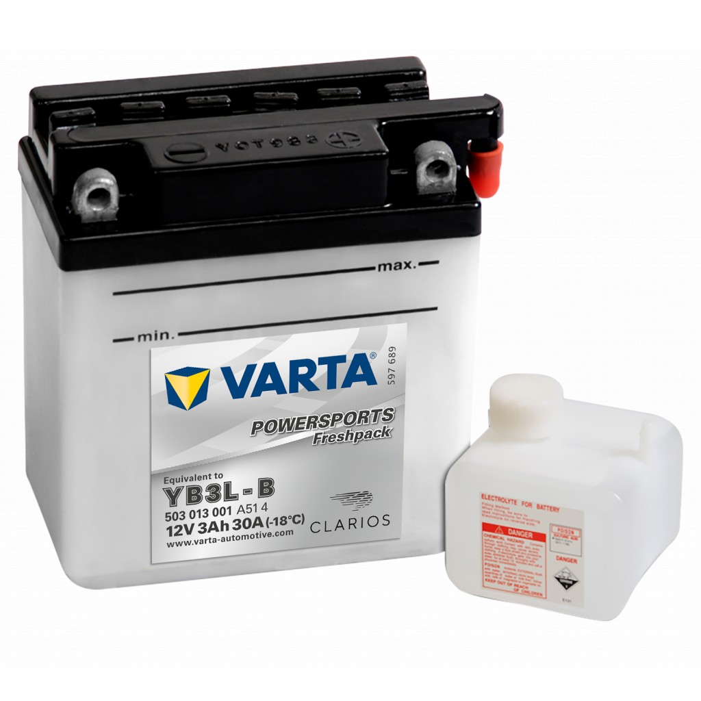VARTA MC Batteri 12V 3AH 30CCA 100x58x112mm +høyre YB3L-B