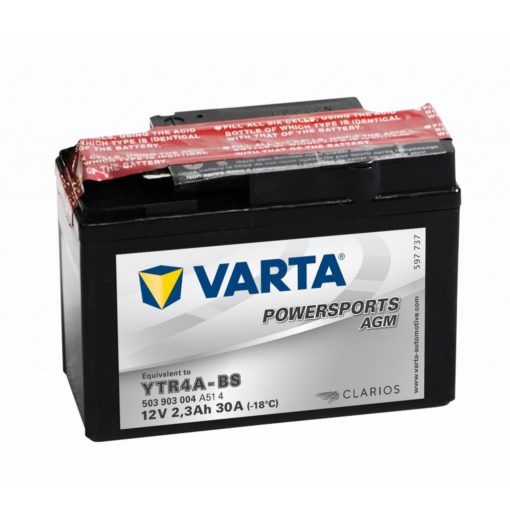 VARTA AGM MC Batteri 12V 2,3AH 30CCA 113x49x85mm +høyre YTR4A-BS