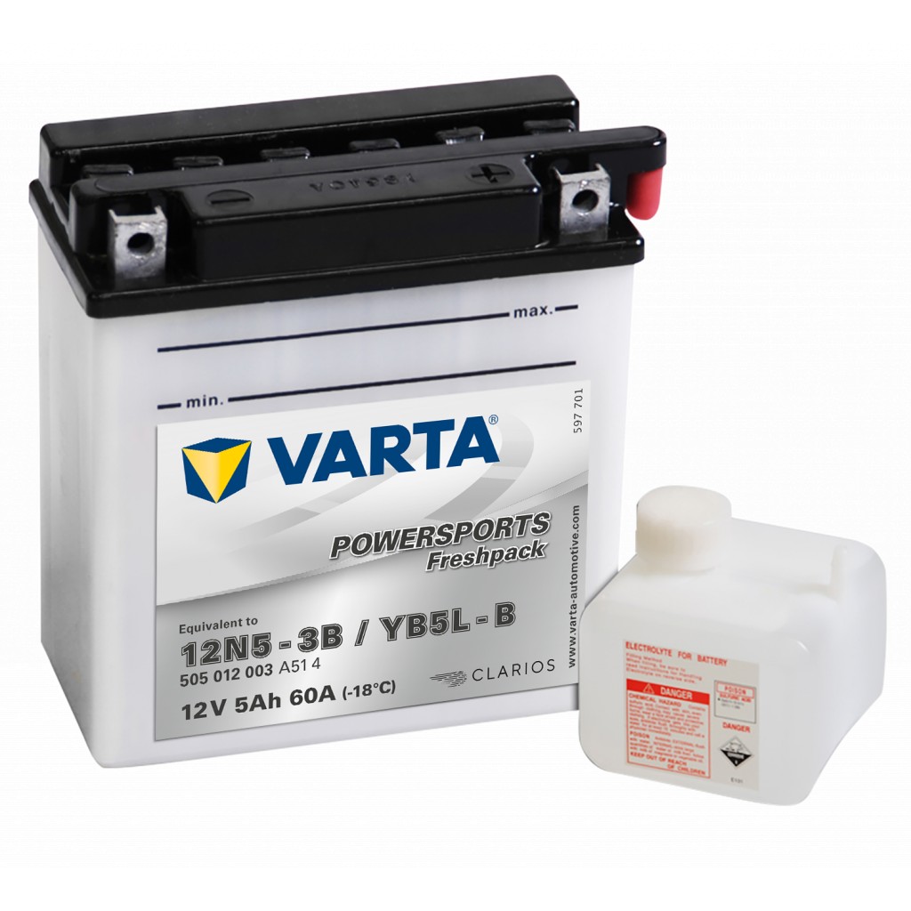 VARTA MC Batteri 12V 5AH 60CCA 121x61x131mm +høyre YB5L-B