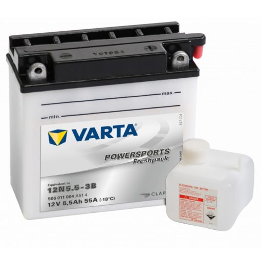 VARTA MC Batteri 12V 5,5AH 55CCA 136x61x131mm +høyre 12N5,5-3B