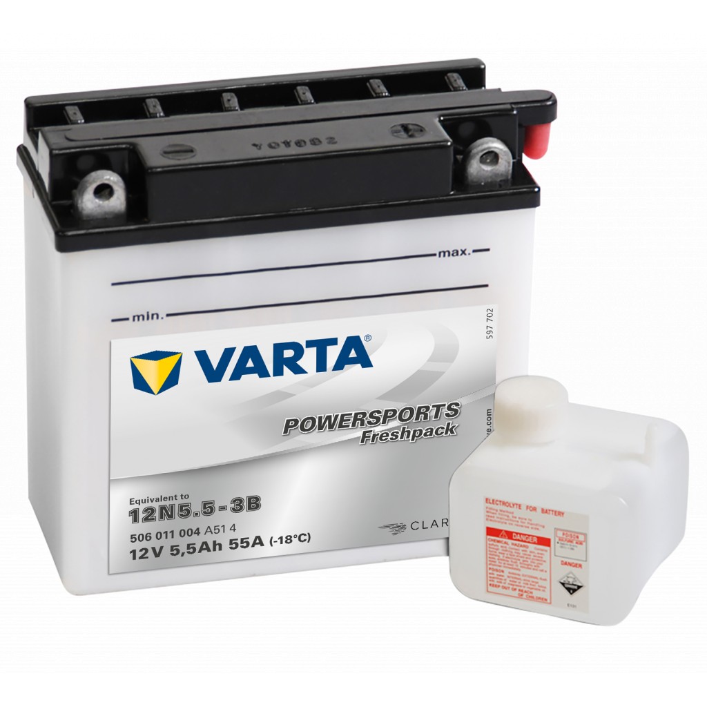 VARTA MC Batteri 12V 5,5AH 55CCA 136x61x131mm +høyre 12N5,5-3B