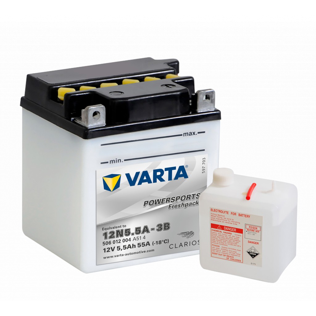 VARTA MC Batteri 12V 5,5AH 58CCA 103x90x114mm +høyre 12N5,5A-3B