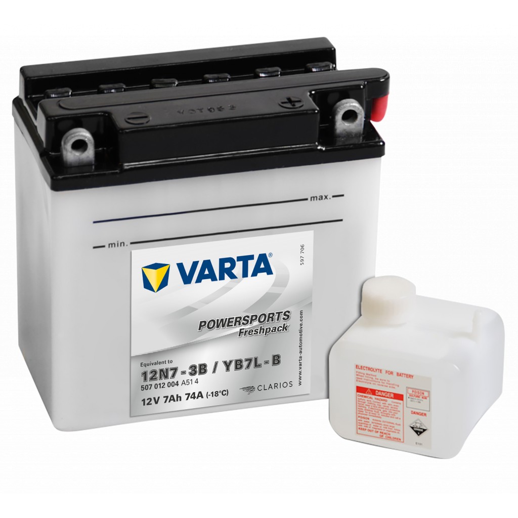VARTA MC Batteri 12V 7AH 74CCA 136x76x134mm +høyre YB7L-B