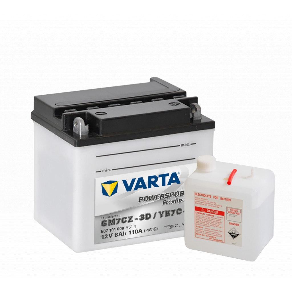 VARTA MC Batteri 12V 7AH 110CCA 130x90x114mm +høyre YB7C-A