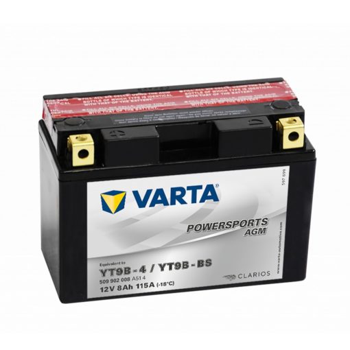 VARTA AGM MC Batteri 12V 9AH 115CCA 149x70x105mm +venstre YT9B-BS
