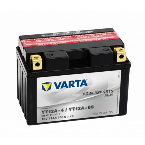 VARTA AGM MC Batteri 12V 11AH 160CCA 150x88x105mm +venstre YT12A-BS