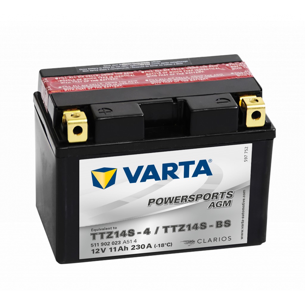 VARTA AGM MC Batteri 12V 11AH 230CCA 150x87x110mm +venstre TTZ14S-BS