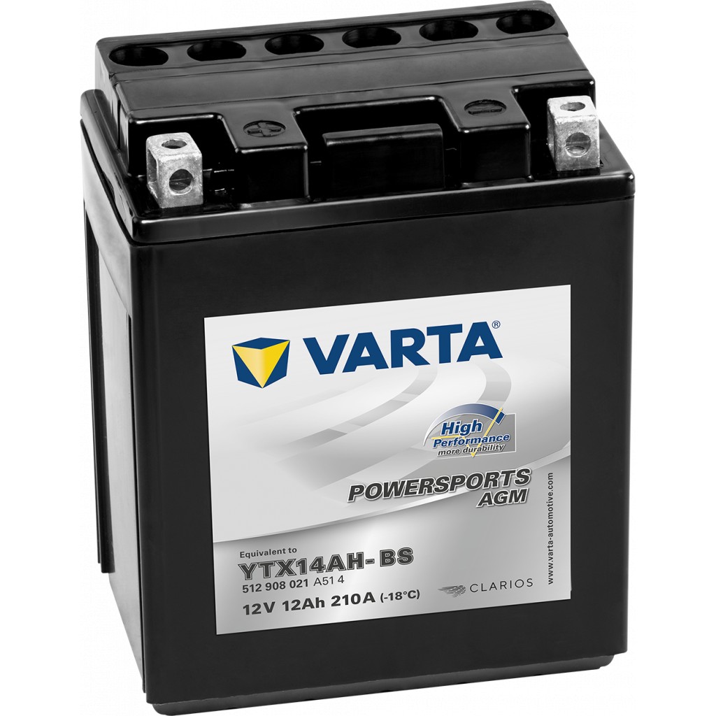 VARTA AGM MC Batteri 12V 12AH 210CCA 134x89x166mm +venstre YTX14AH-BS