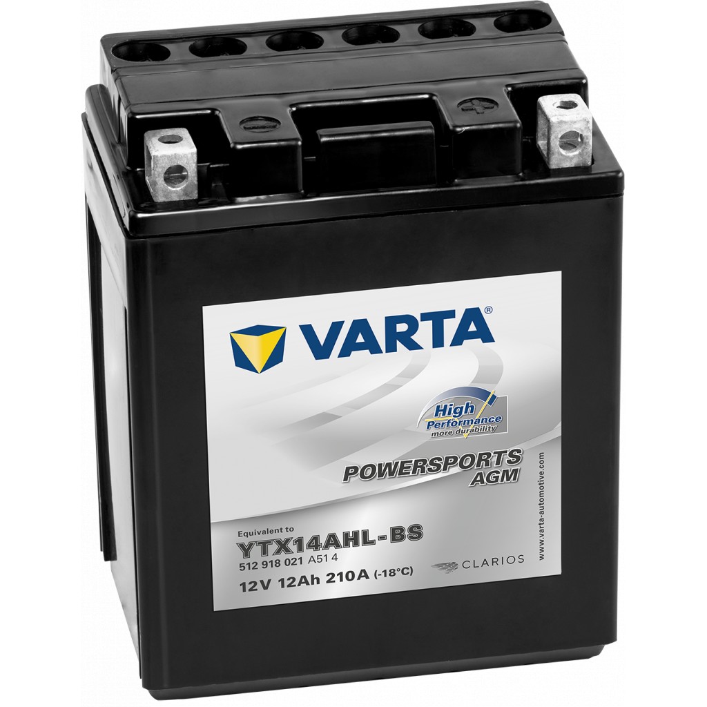 VARTA AGM MC Batteri 12V 12AH 210CCA 134x89x166mm +høyre YTX14AHL-BS