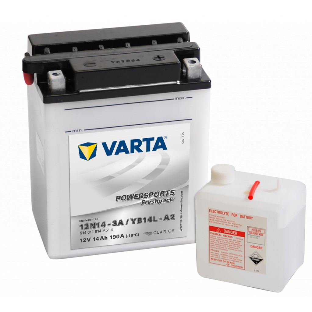 VARTA MC Batteri 12V 14AH 190CCA 135x90x167mm +høyre YB14L-A2