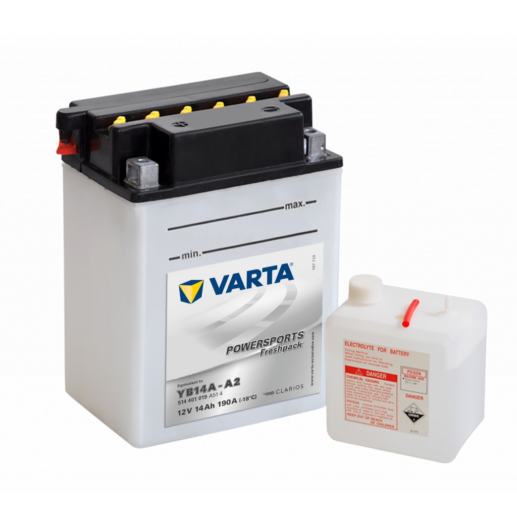 VARTA MC Batteri 12V 14AH 190CCA 134x89x176mm +venstre YB14A-A2