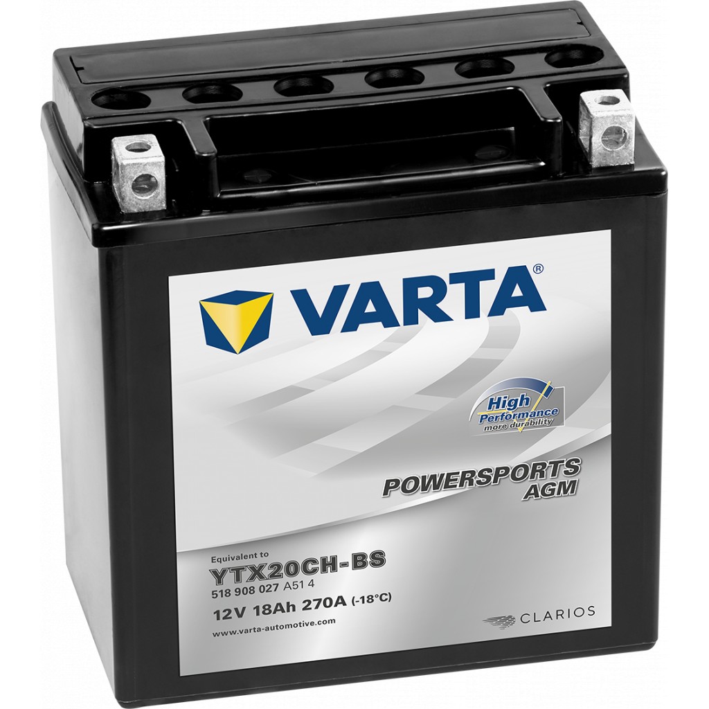 VARTA AGM MC Batteri 12V 18AH 270CCA 150x87x161mm +venstre YTX20CH-BS