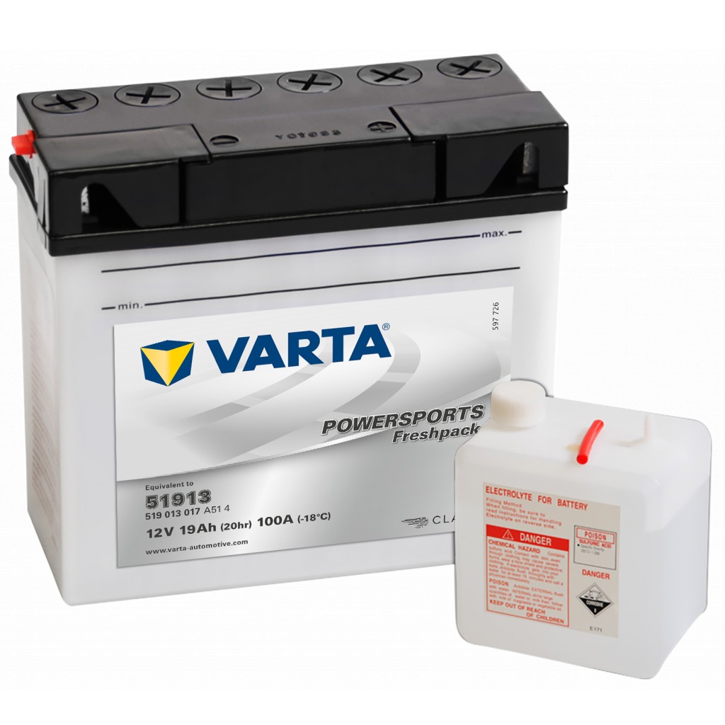 VARTA MC Batteri 12V 19AH 100CCA 186x82x171mm +høyre 51913