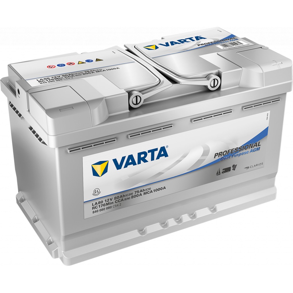 VARTA Professional Dual AGM Batteri 12V 80AH 800CCA 315x175x190/190mm +høyre LA80