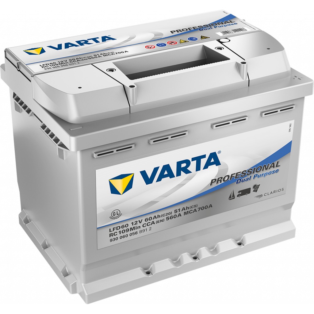 VARTA Fritidsbatteri LFD60 12V 60AH 560CCA 242x175x190mm +høyre