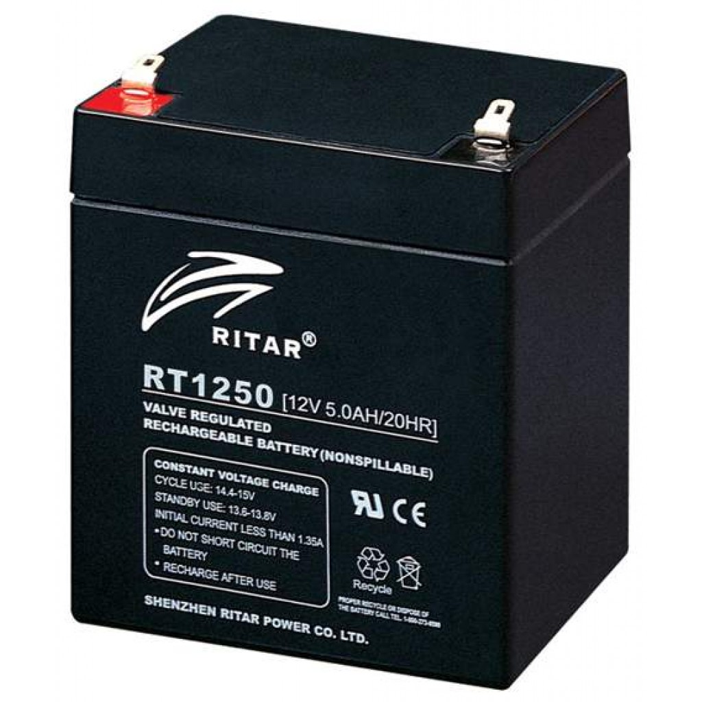 RITAR AGM Batteri 12V 5AH 90x70x101mm F2