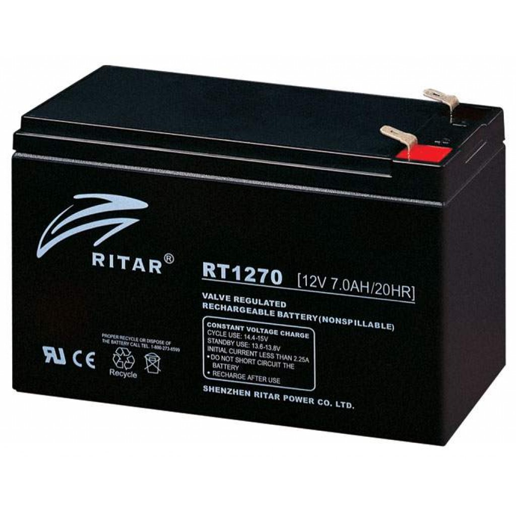 RITAR AGM Batteri 12V 7AH 151x65x94mm F1