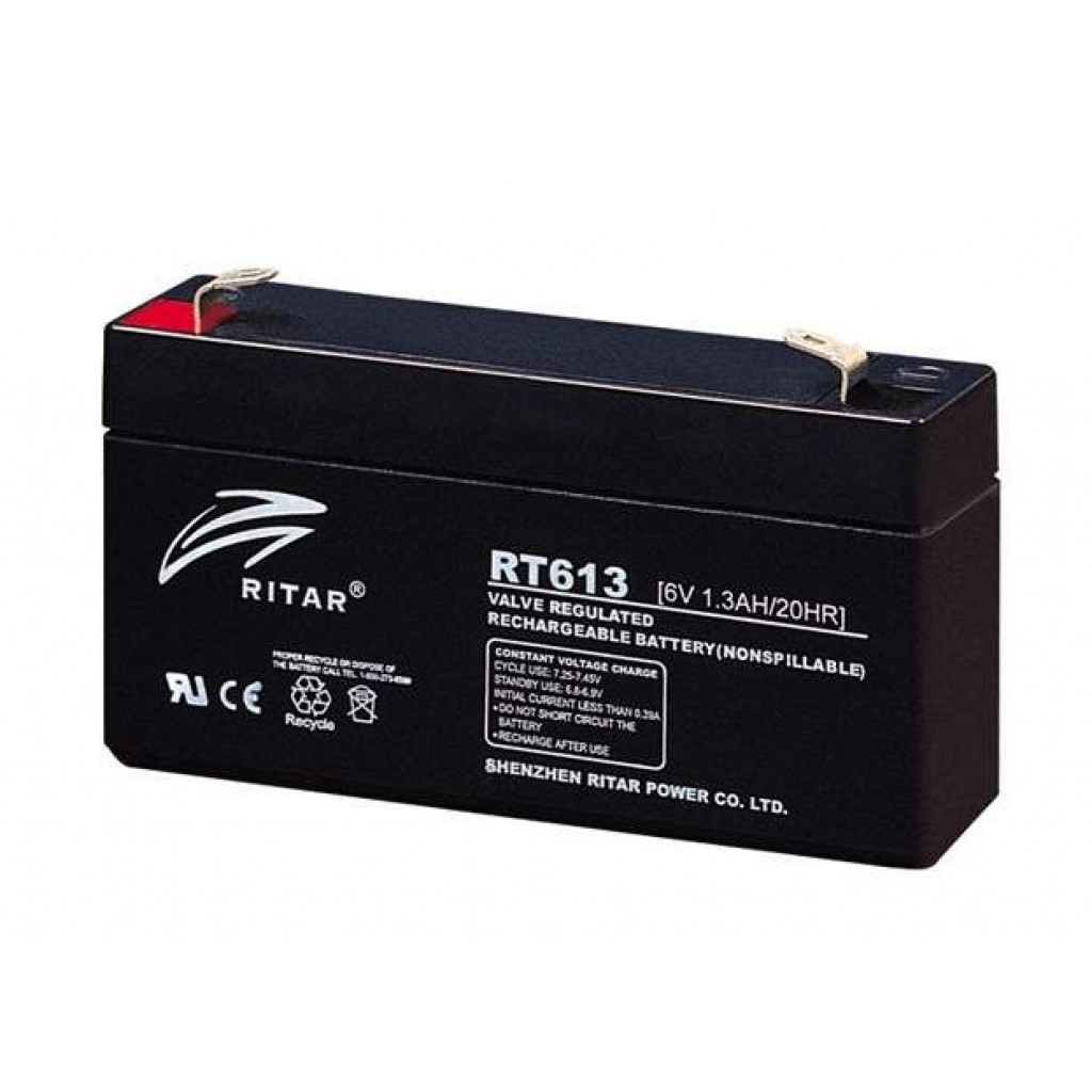 RITAR AGM Batteri 6V 1,3AH 94x24x52mm F1