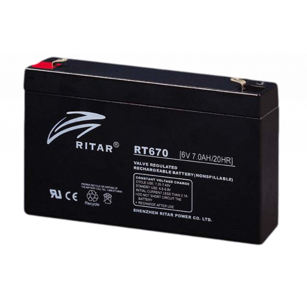 RITAR AGM Batteri 6V 7AH 151x34x94mm F1