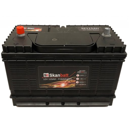 SKANBATT Fritidsbatteri 12V 115AH 800CCA 330x172x222/242mm +midtstilt