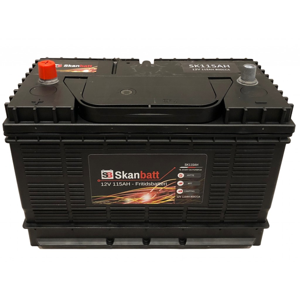 SKANBATT Fritidsbatteri 12V 115AH 800CCA 330x172x222/242mm +midtstilt