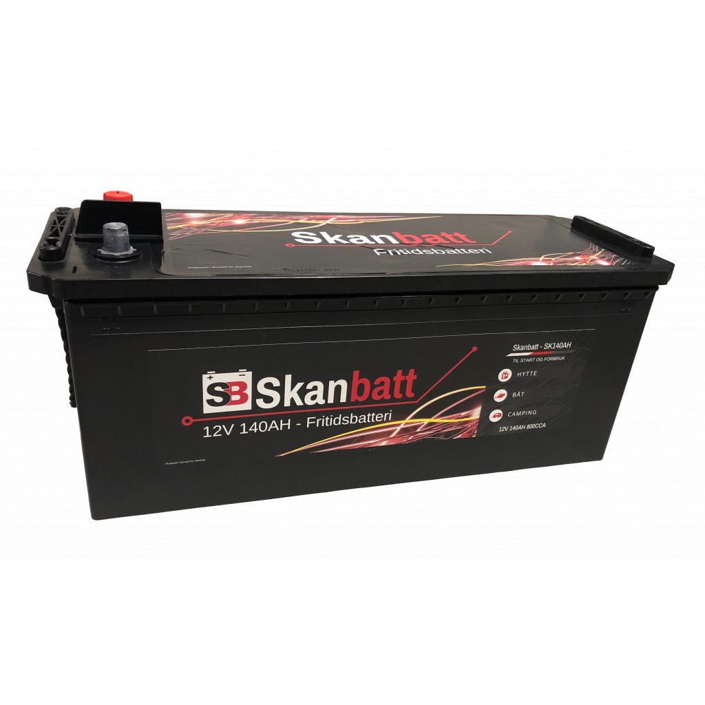 SKANBATT Fritidsbatteri 12V 140AH 800CCA 513x189x203/223mm +venstre