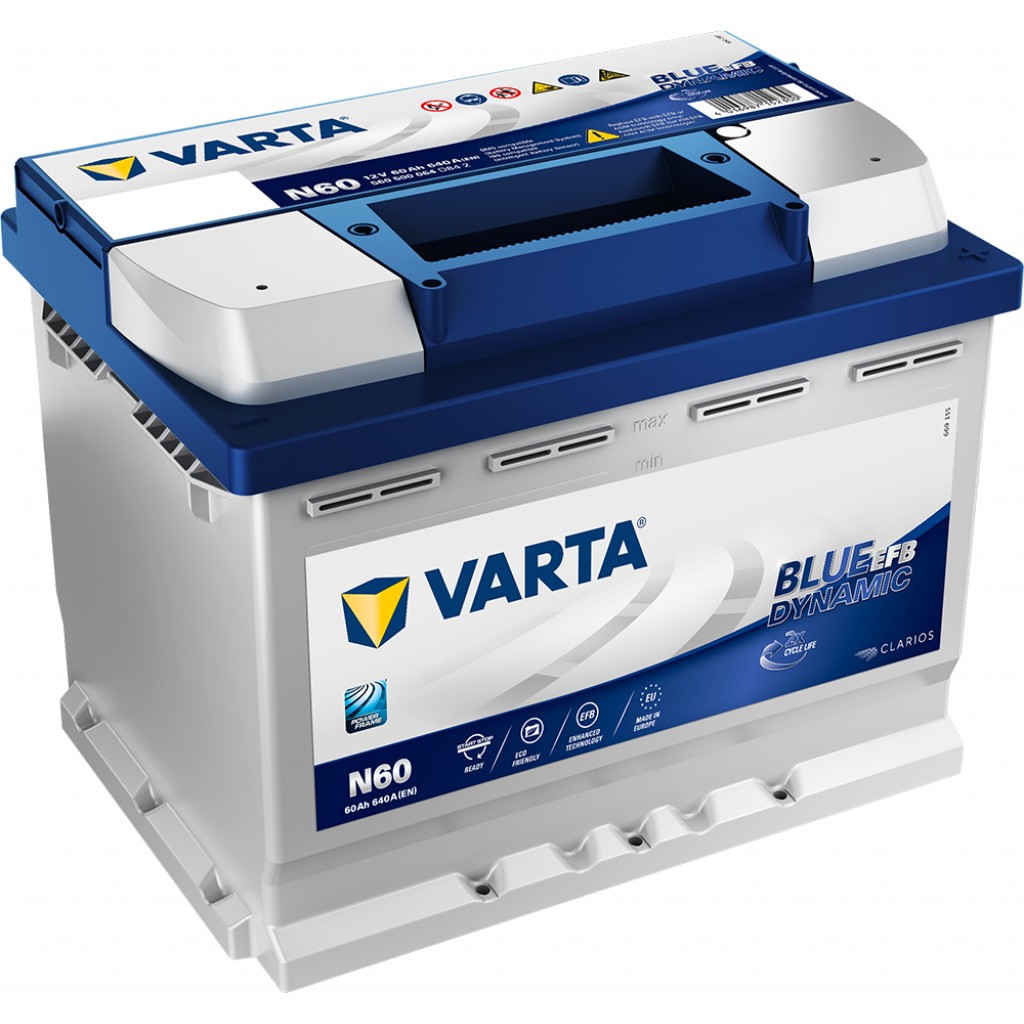 VARTA Blue Dynamic EFB Batteri 12V 60AH 560CCA 242x175x190/190mm +høyre D53