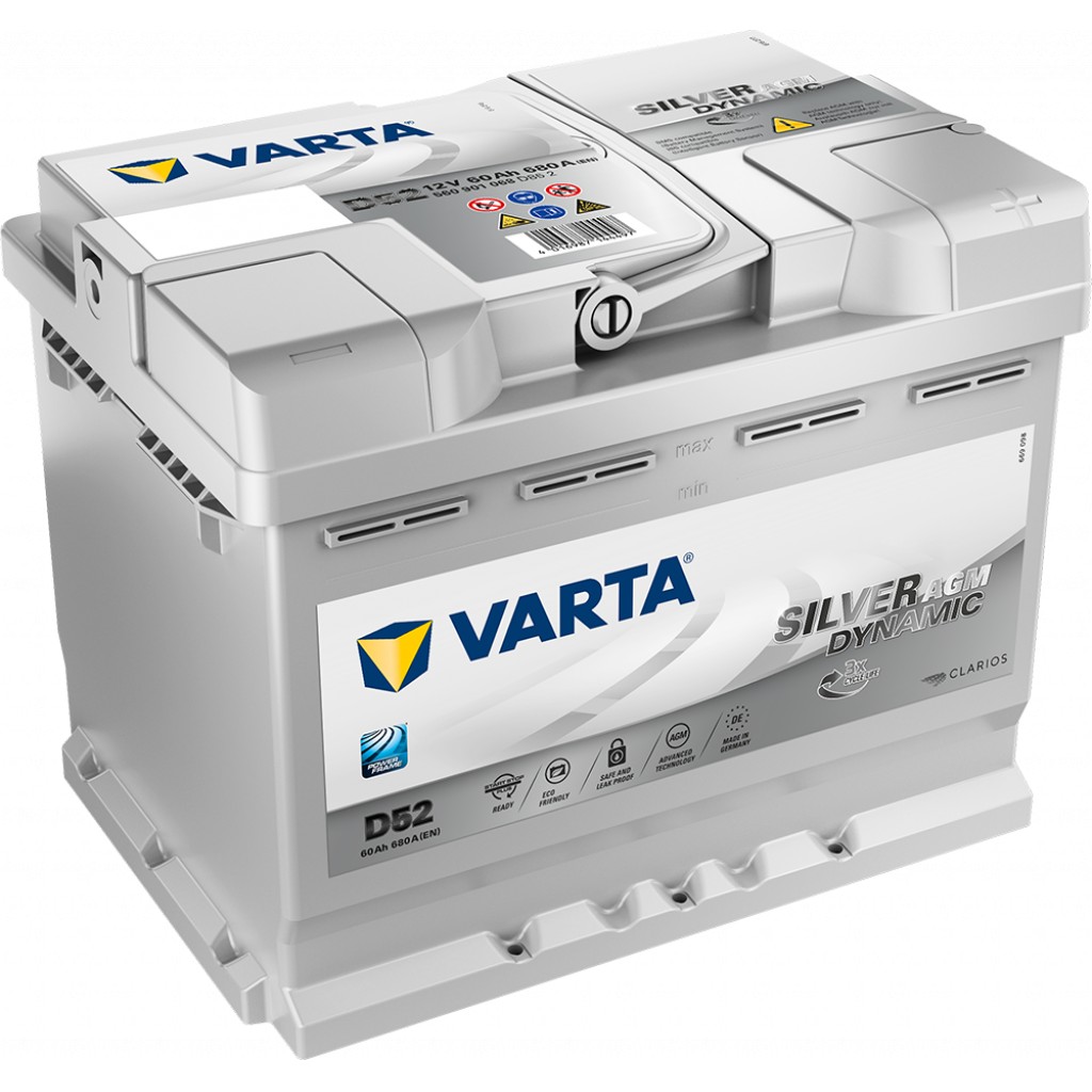 VARTA Silver Dynamic AGM Batteri 12V 60AH 680CCA 242x175x190/190mm +høyre D52
