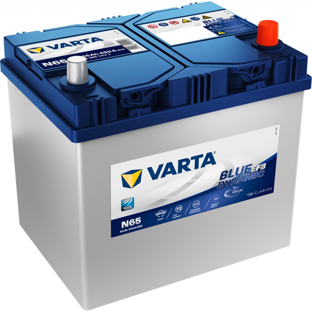 VARTA Blue Dynamic EFB Batteri 12V 65AH 650CCA 232x173x225mm +høyre N65