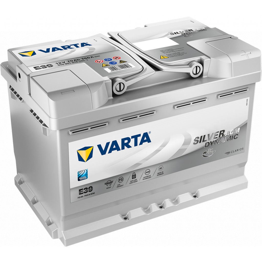 VARTA Silver Dynamic AGM Batteri 12V 70AH 760CCA 278x175x190/190mm +høyre E39