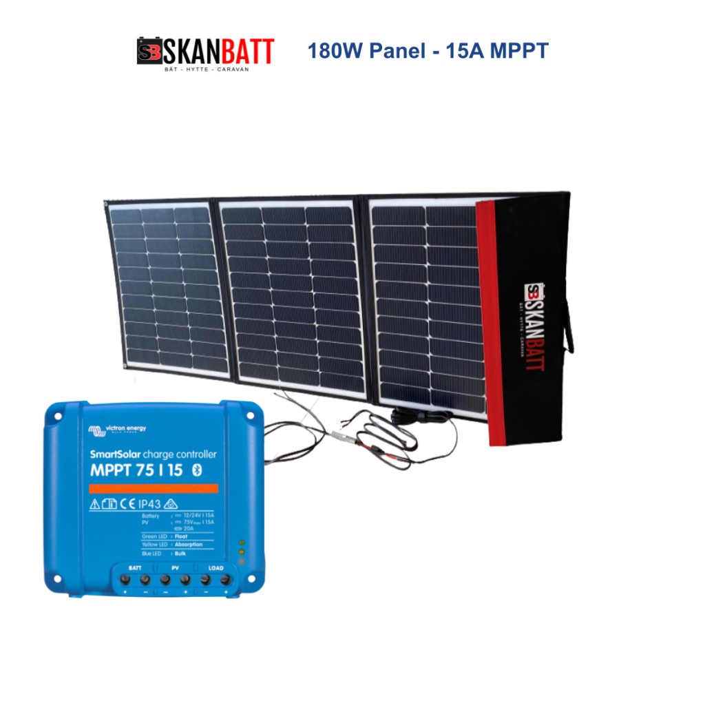 BÅT - Solcellepakke - 180W Sammenleggbart - Victron MPPT 15A