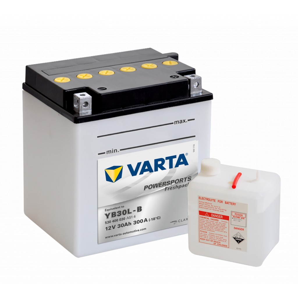 VARTA MC Batteri 12V 30AH 300CCA 168x132x176mm + høyre YB30L-B