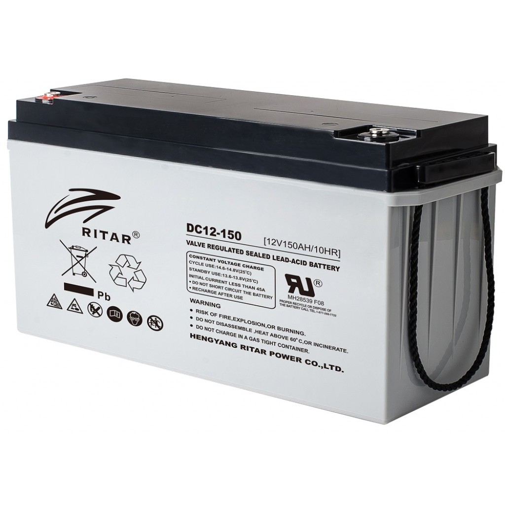 RITAR AGM Deep Cycle Batteri 12V 150AH 483x170x241mm +venstre 210AH 100t