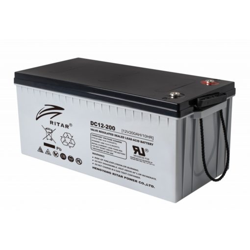 RITAR AGM Deep Cycle Batteri 12V 200AH 522x240x219mm +høyre 290AH 100t