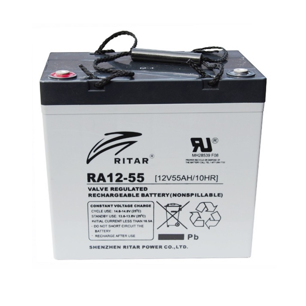 RITAR AGM Deep Cycle Batteri 12V 55AH 229x138x235mm +venstre