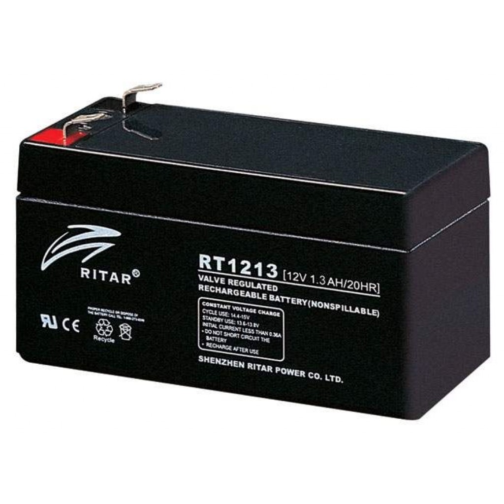 RITAR AGM Batteri 12V 1,3AH 97x43x52mm F1